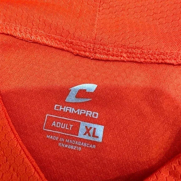 Champro Adult Bull Pen Full Button baseball jersey size XL orange white … - Picture 8 of 9